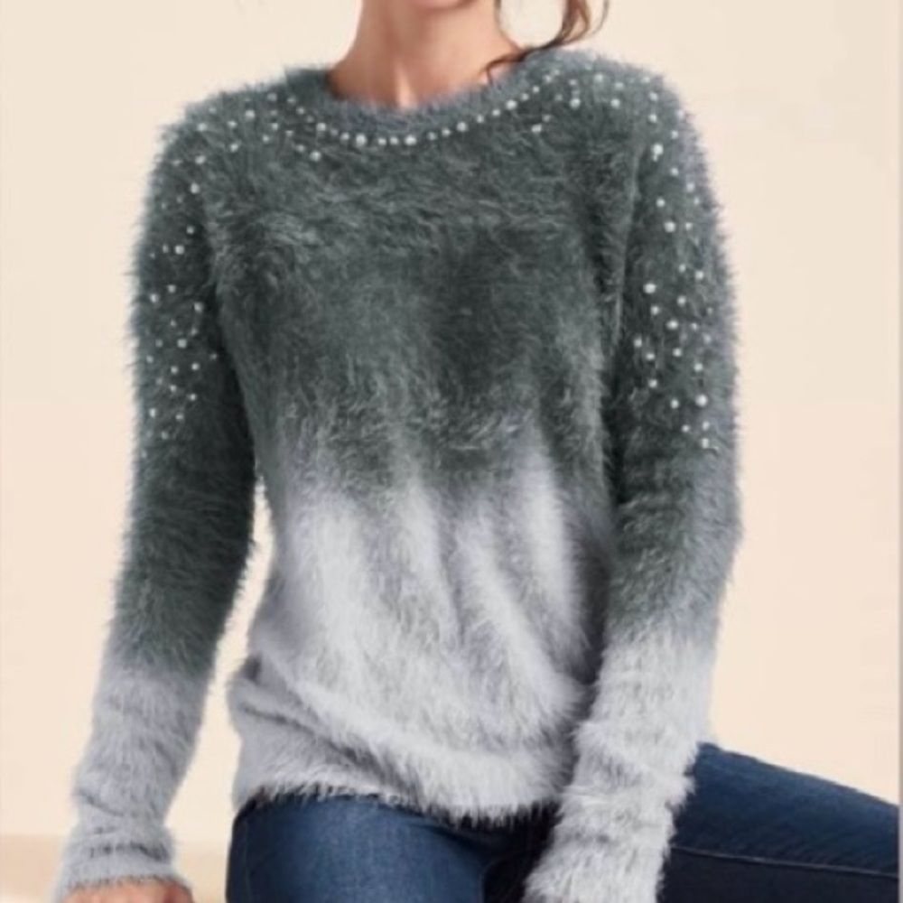 VENUS Cozy Pearl Trim Ombre Sweater Top XL - Picture 12 of 12